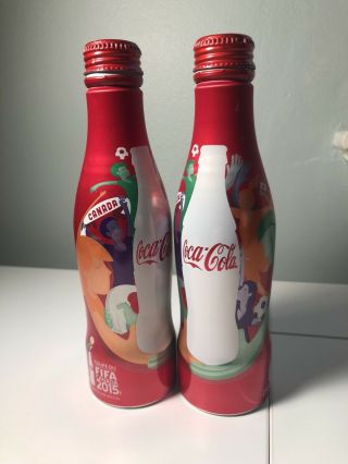 2015 Fifa Womens World Cup Coca - Cola Aluminum Bottle,  Canada (empty) - Set Of 2