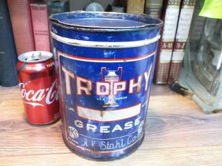 Trophy 5 Pound Grease Can Oil Lubracant Mid 1900 