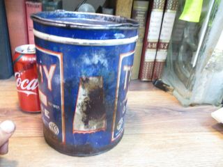TROPHY 5 pound GREASE CAN OIL LUBRACANT MID 1900 ' S SERVICE STATION 4