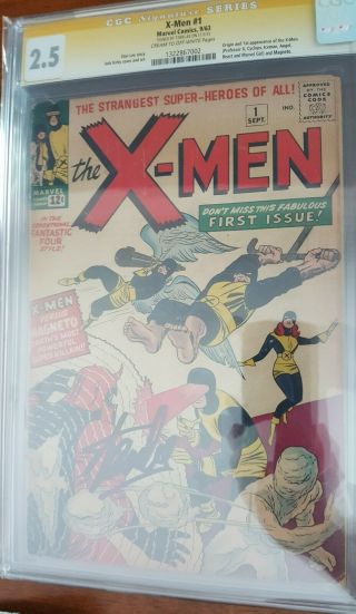 Uncanny X - Men 1 Cgc 2.  5 Cream To Off White Pages Signed Stan Lee Ss Magneto