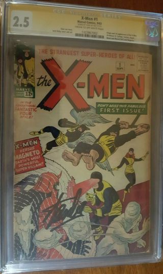 Uncanny X - Men 1 CGC 2.  5 Cream to Off White Pages Signed Stan Lee SS Magneto 3