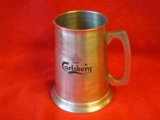 Vintage Selangor Pewter & Glass Bottom Carlsberg Beer Tankard Advertising