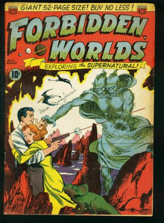 Forbidden Worlds 1 - Frank Frazetta Horror Art - Vampire Vg -
