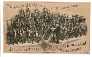 Trade Card For Russian Gut Violin Strings C1905 W Thomas Grand Orchestra