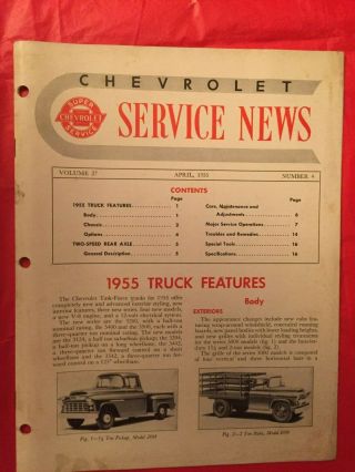 April 1955 " Chevrolet Service News  1955 Truck Features " Bulletin