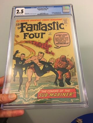 Fantastic Four 4 Cgc 2.  5 Ow - W Pages 1st Appearance Silver Age Sub - Mariner