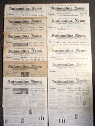 Vintage Car Advertising: (12 - Automotive News Papers) - 1944,  46,  47,  49,  51