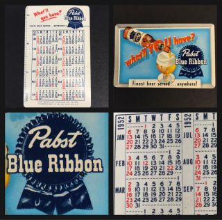 Pabst Blue Ribbon 1952 Pocket Calendar Card Ruler Vintage Advertising 50s