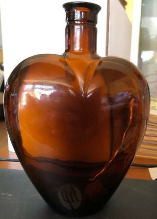 Vintage Paul Masson Brown Glass Heart Shape Bottle