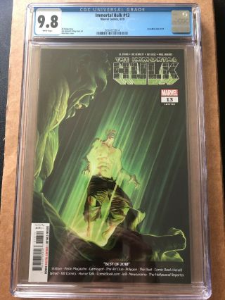 Immortal Hulk 13 (2019) Cgc 9.  8 1st Print Alex Ross Cover A
