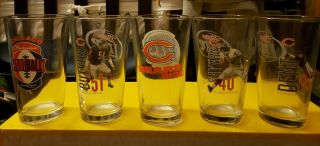 Chicago Bears Miller Lite 1 Budweiser/bud Lite Pint Glasses 5 Pc Set