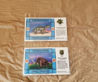 1987 Burger King Dinosaur T - Rex Wooly Mammoth Punch Out Premium Card Set