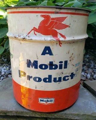 Vtg 50s Mobil Oil 5 Gallon Grease No 4 Can Pegasus W/ Handle Gas Service Station
