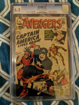 Avengers 4 Cgc 6.  5 1st Silver Age Appearance Of Captain America Marvel Key