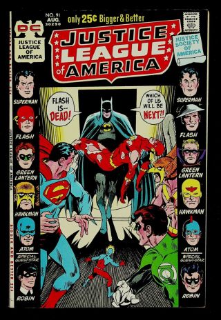 Justice League Of America 91 Vfnm Neal Adams Dillin Hawkman Superman Batman Jsa