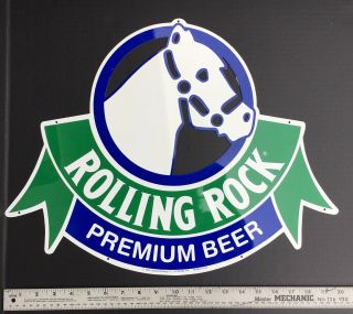 Rolling Rock Premium Beer Tin Tacker Copyright 1993 Latrobe Brewing Co.  20 X 16 "