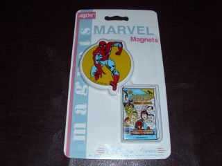 Vintage Spider - Man Marvel Magnets Marvel Avengers Rare Marvelmania Moc 1989
