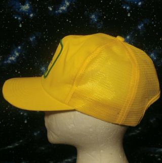 Vintage John Deere Patch Mesh Snapback Trucker Hat Cap K PRODUCTS Yellow USA 5