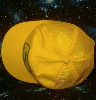 Vintage John Deere Patch Mesh Snapback Trucker Hat Cap K PRODUCTS Yellow USA 6