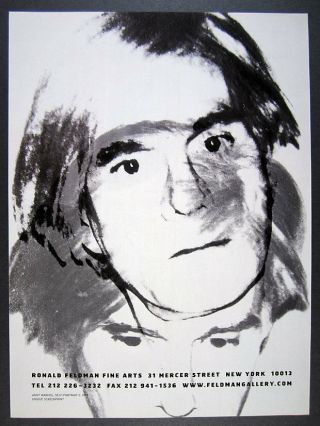 2002 Andy Warhol Self - Portrait C.  1977 Screenprint Nyc Gallery Vintage Print Ad