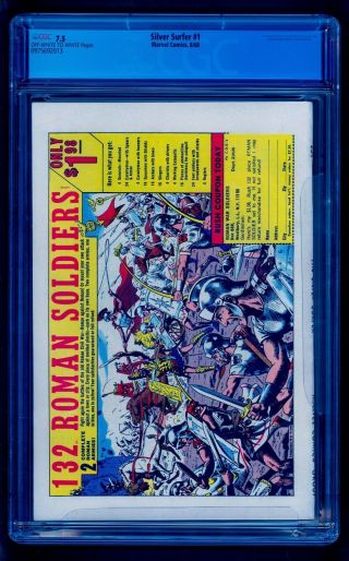 SILVER SURFER 1 CGC 7.  5 OWW BRIGHT COLORS NO MARKS OR STAMPS UN - PRESSED 2