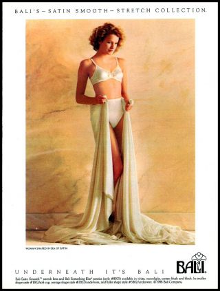 1988 Woman In Satin Undergarments Bali Bra Panties Vintage Photo Print Ad Ads6