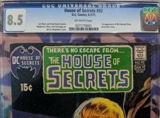 DC Comics House of Secrets 92 CGC 8.  5 1st appearance of Swamp Thing OW Pages 3