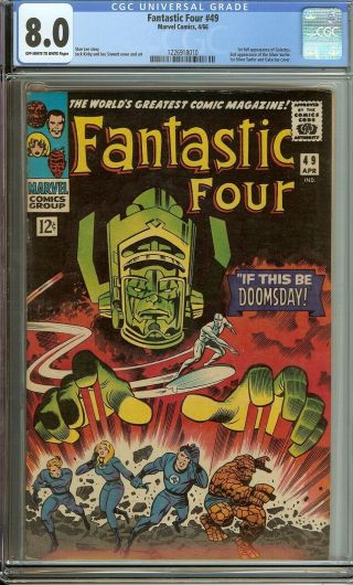 Fantastic Four 49 Cgc 8.  0 Marvel Key 1st Full Galactus Silver Surfer