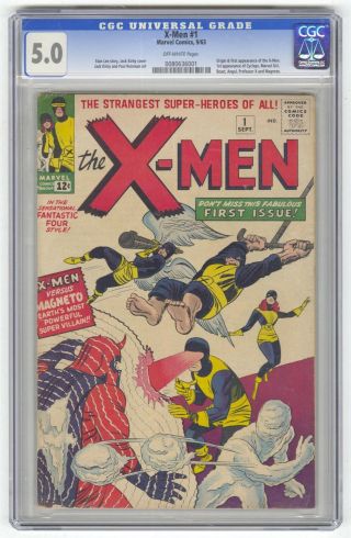 X - Men 1 Cgc 5.  0 Vintage Marvel Comic Mega Key 1st Team Vs Magneto