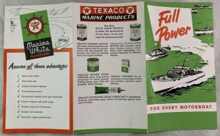 Antique Advertising Brochure Texas Oil Marine White Gasoline Motorboat