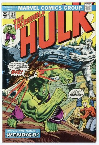 Hulk 180 Nm 9.  4 Ow/white Pages 1st App.  Wolverine Marvel 1974