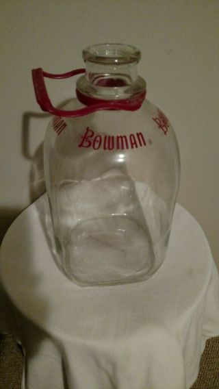 Vintage 1960 S 1 Gallon Bowman Milk Bottle Glass Dairy Jug