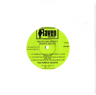 The Purple Hearts - Rare 6 - Trk Ep Mono - Raven Label - 7 " 33 Vinyl Record 1979