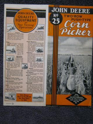Antique 1937 John Deere Tractor Company Corn Picker Brochure