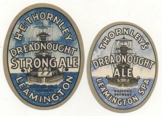 Old Beer Label/s - Uk - Thornley - Dreadnought - Large Is 85mm Tall