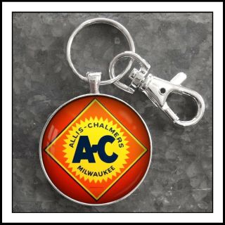 Vintage Allis Chalmers Sign Photo Keychain Ac Tractor Sign Photo Key Chain