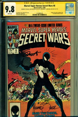 Marvel Heroes Secret Wars 8 Cgc 9.  8 4x By Stan Lee,  Origin Black Costume