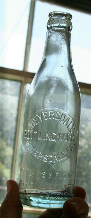 Meyersdale Bottling Meyersdale Pa Straight Sided Soda Bottle 8oz Doc 26 - 1