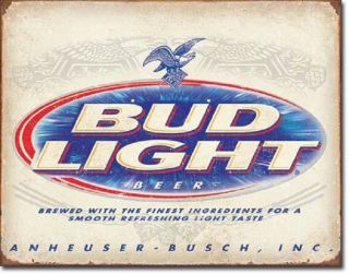 Bud Light Retro Anheuser Busch Budweiser Advertising Wall Decor Metal Tin Sign