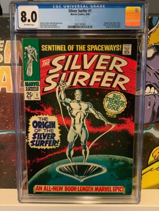 Silver Surfer 1 Cgc 8.  0 | Marvel 1968 | Origins Of Silver Surfer & Watchers.
