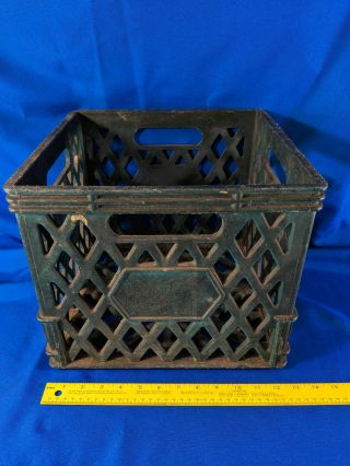 Vintage Holland Dairy Milk Crate Advertising Indiana Plastic Green/blue Rare
