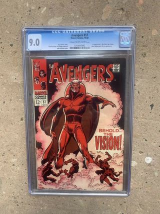 Avengers 57 Cgc 9.  0 1st Vision Iconic Cover S.  A.  Key