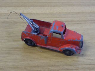 Vintage - Metal - 4 1/2 Inches Tootsie Toy - Tow Wrecker Truck Red