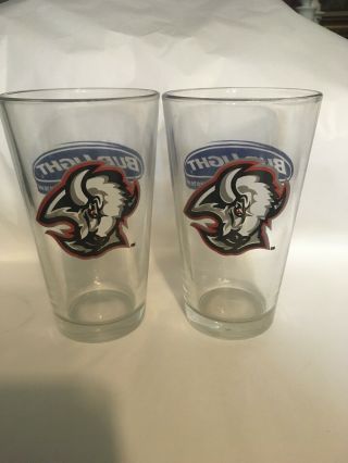 2 Clear Glass Budweiser Bud Light Nhl Buffalo Sabers Drinking Glasses Tumblers