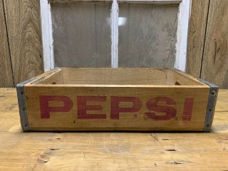 Vintage Pepsi Cola Soda Wood Crate Box Fort Wayne Indiana 1971 Beverage Ad Ar