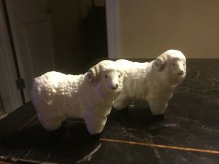 (2) Vintage - Sheep/rams/lambs - Porcelain - Hand Painted - Textured -
