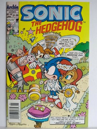 Sonic The Hedgehog 18 Scarce Newsstand Variant 1994 - Archie Comics - Sega Vf 8.  0
