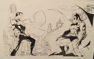 Batman And Superman Art Commission Inked Jim Lee Recreation