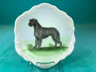 Vintage Barnhart Studios Porcelain Mini Plate Of An Irish Wolfhound Dog