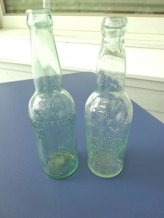2 Diff.  Vintage P.  H.  Kling Brewing Co.  Green Beer Bottles,  Detroit,  Michigan